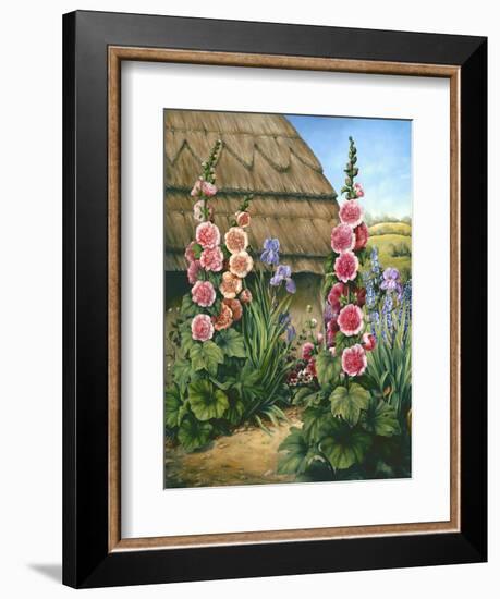 Cottage Garden with Hollyhocks, 1995-Amelia Kleiser-Framed Giclee Print