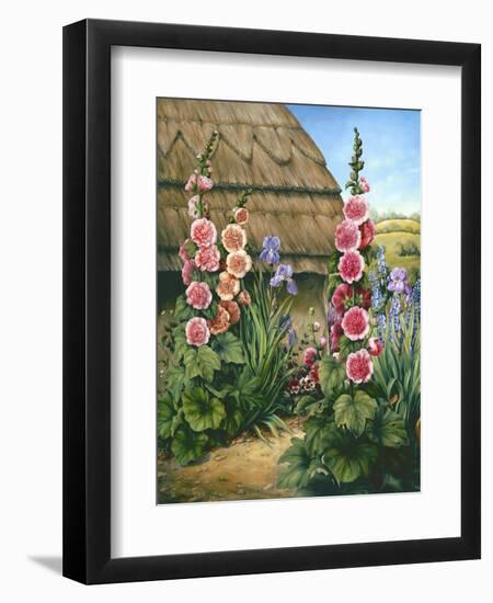 Cottage Garden with Hollyhocks, 1995-Amelia Kleiser-Framed Giclee Print