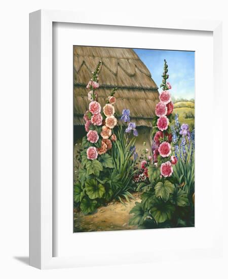 Cottage Garden with Hollyhocks, 1995-Amelia Kleiser-Framed Giclee Print