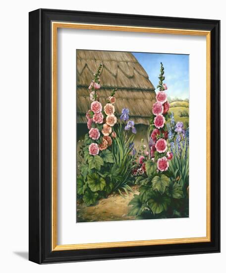 Cottage Garden with Hollyhocks, 1995-Amelia Kleiser-Framed Giclee Print