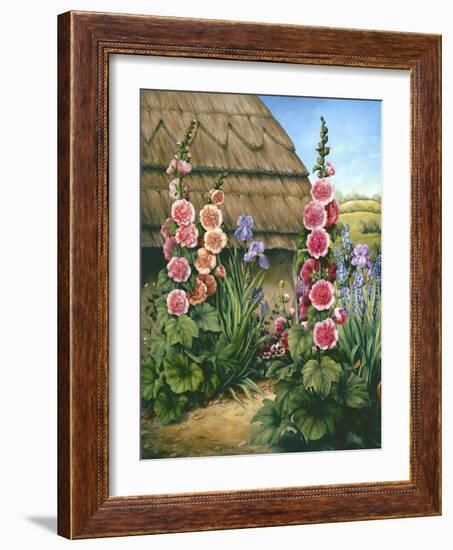 Cottage Garden with Hollyhocks, 1995-Amelia Kleiser-Framed Giclee Print