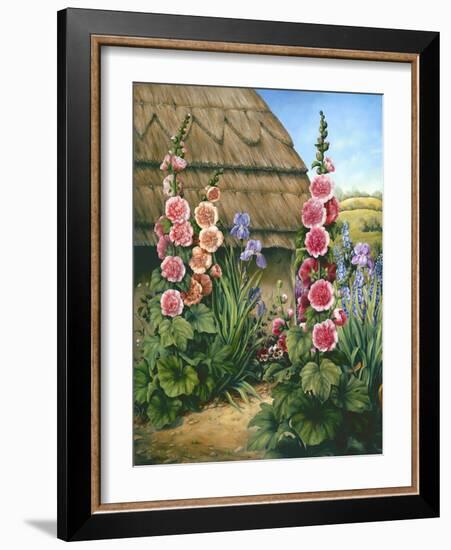 Cottage Garden with Hollyhocks, 1995-Amelia Kleiser-Framed Giclee Print