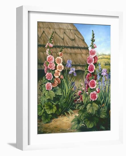 Cottage Garden with Hollyhocks, 1995-Amelia Kleiser-Framed Giclee Print