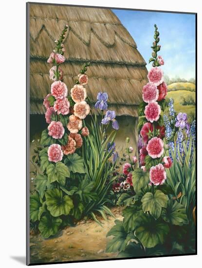 Cottage Garden with Hollyhocks, 1995-Amelia Kleiser-Mounted Giclee Print