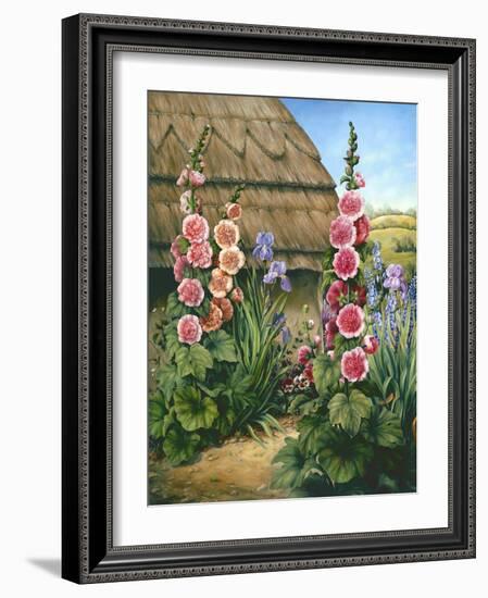 Cottage Garden with Hollyhocks, 1995-Amelia Kleiser-Framed Giclee Print