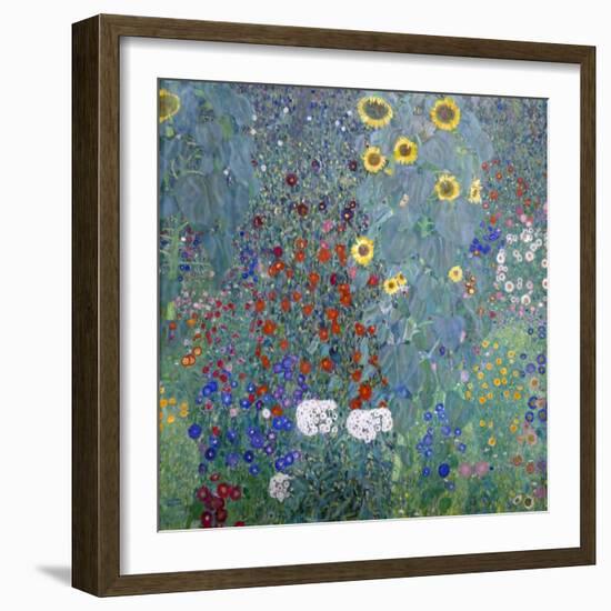 Cottage Garden with Sun Flowers, 1907 (Painting)-Gustav Klimt-Framed Giclee Print