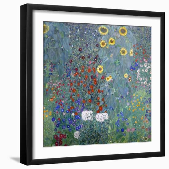 Cottage Garden with Sun Flowers, 1907 (Painting)-Gustav Klimt-Framed Giclee Print