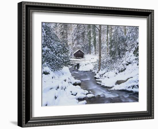 Cottage in a Forest in Winter-Marcus Lange-Framed Photographic Print