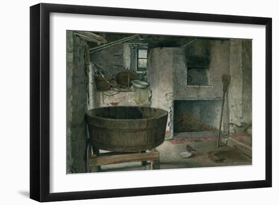 Cottage Interior with Robin, 1930 (W/C on Board)-Violet Linton-Framed Giclee Print