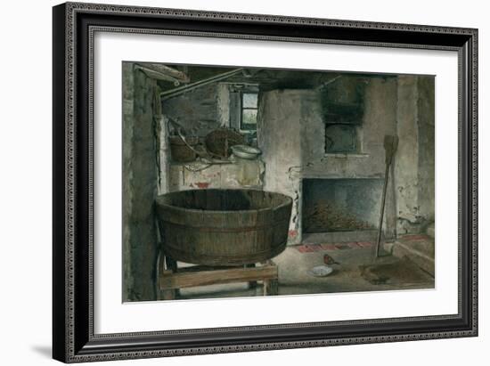 Cottage Interior with Robin, 1930 (W/C on Board)-Violet Linton-Framed Giclee Print