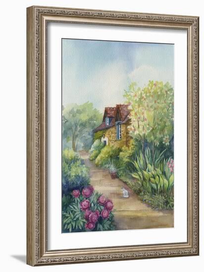 Cottage on a Dirt Road, Peonies in the Garden-ZPR Int’L-Framed Giclee Print