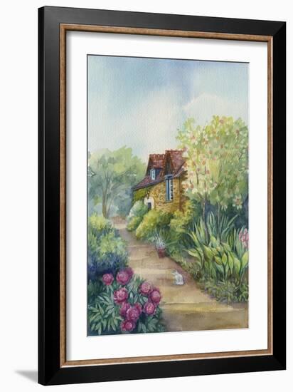 Cottage on a Dirt Road, Peonies in the Garden-ZPR Int’L-Framed Giclee Print