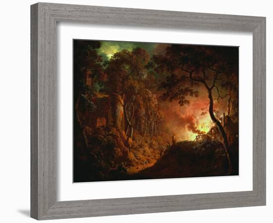 Cottage on Fire, C.1786-87-Joseph Wright of Derby-Framed Giclee Print