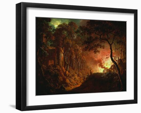 Cottage on Fire, C.1786-87-Joseph Wright of Derby-Framed Giclee Print