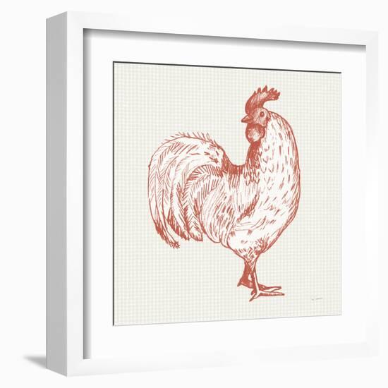 Cottage Rooster III Red-Sue Schlabach-Framed Art Print