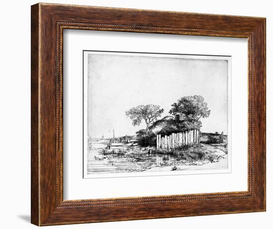 Cottage with a White Paling, 1648 (Etching)-Rembrandt van Rijn-Framed Giclee Print