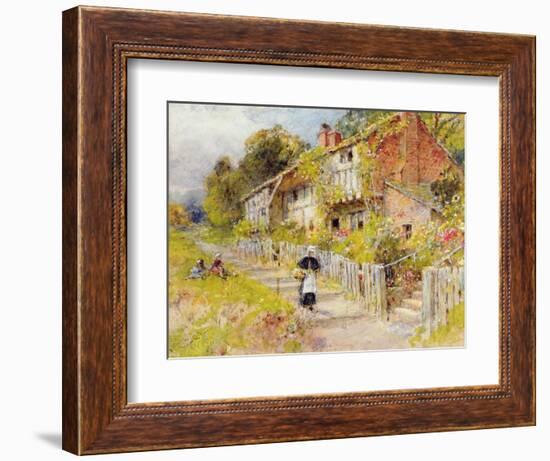 Cottages - a Row of Cottages with a Figure and Other Children Playing-William Stephen Coleman-Framed Giclee Print