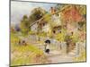Cottages - a Row of Cottages with a Figure and Other Children Playing-William Stephen Coleman-Mounted Giclee Print
