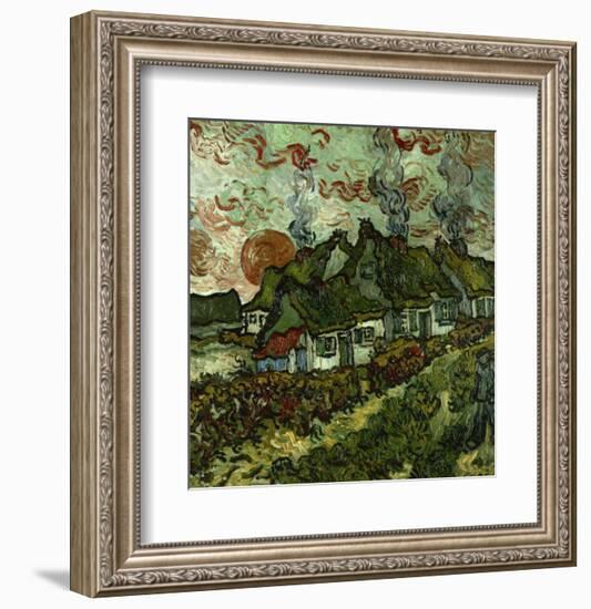 Cottages and Setting Sun-Vincent van Gogh-Framed Giclee Print