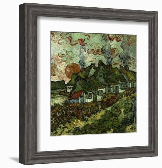 Cottages and Setting Sun-Vincent van Gogh-Framed Giclee Print