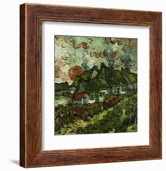 Cottages and Setting Sun-Vincent van Gogh-Framed Giclee Print