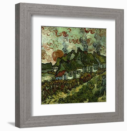 Cottages and Setting Sun-Vincent van Gogh-Framed Giclee Print