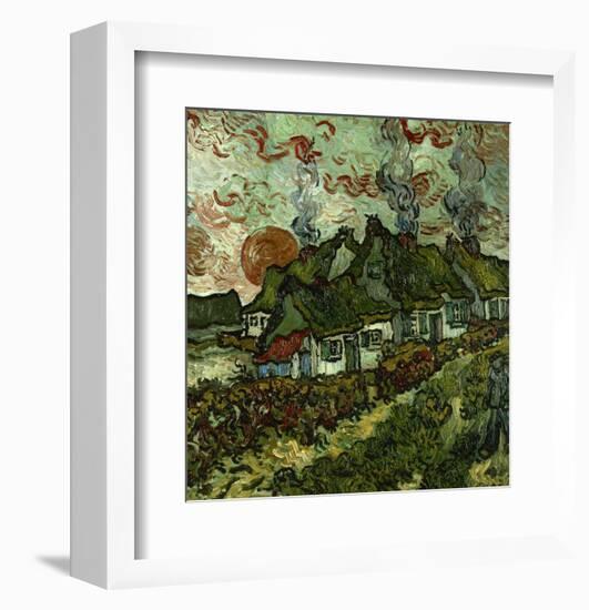 Cottages and Setting Sun-Vincent van Gogh-Framed Giclee Print