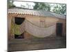 Cotton Sari Being Hung Out to Dry across Village House Wall, Rural Orissa, India, Asia-Annie Owen-Mounted Photographic Print