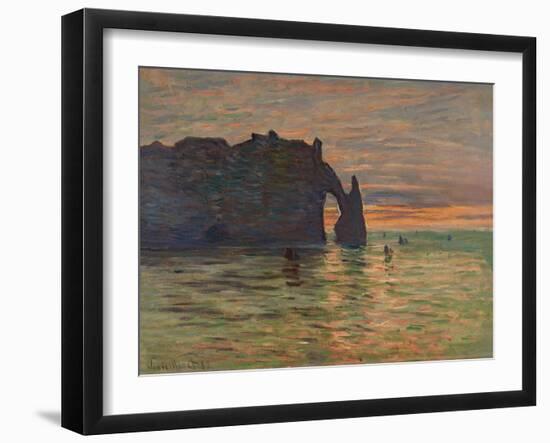 Coucher De Soleil À Etretat, 1883 (Oil on Canvas)-Claude Monet-Framed Giclee Print