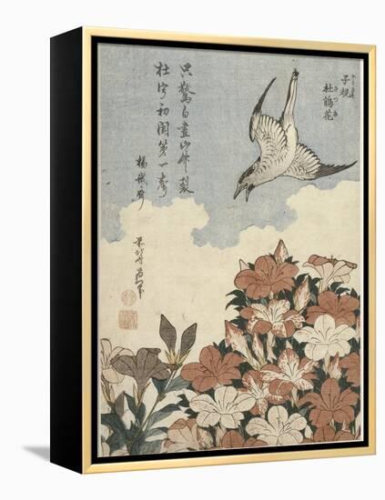 Coucou et azalées-Katsushika Hokusai-Framed Premier Image Canvas