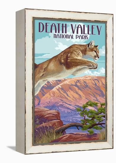 Cougar Scene - Death Valley National Park-Lantern Press-Framed Stretched Canvas