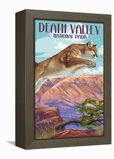 Cougar Scene - Death Valley National Park-Lantern Press-Framed Stretched Canvas