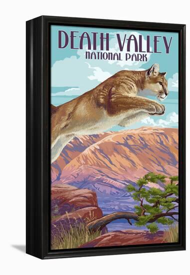 Cougar Scene - Death Valley National Park-Lantern Press-Framed Stretched Canvas