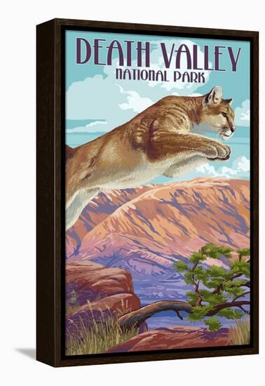 Cougar Scene - Death Valley National Park-Lantern Press-Framed Stretched Canvas