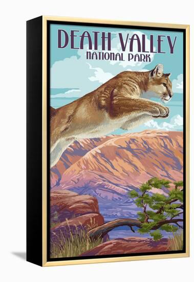 Cougar Scene - Death Valley National Park-Lantern Press-Framed Stretched Canvas