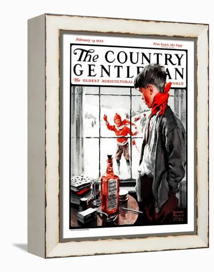 "Cough Keeps Him In," Country Gentleman Cover, February 14, 1925-William Meade Prince-Framed Premier Image Canvas