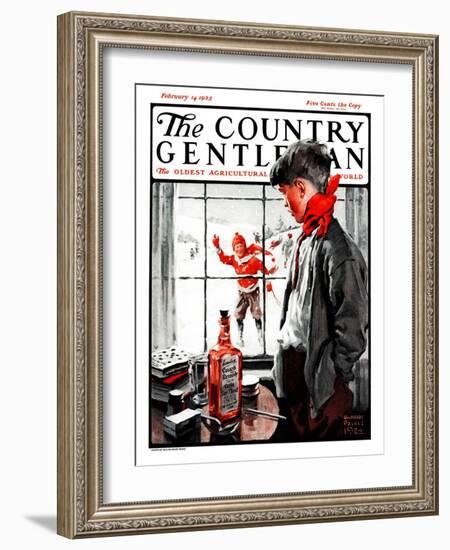 "Cough Keeps Him In," Country Gentleman Cover, February 14, 1925-William Meade Prince-Framed Giclee Print