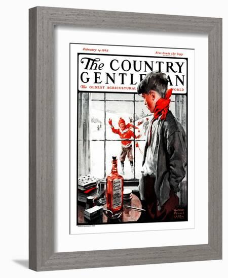 "Cough Keeps Him In," Country Gentleman Cover, February 14, 1925-William Meade Prince-Framed Giclee Print