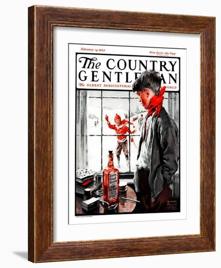 "Cough Keeps Him In," Country Gentleman Cover, February 14, 1925-William Meade Prince-Framed Giclee Print