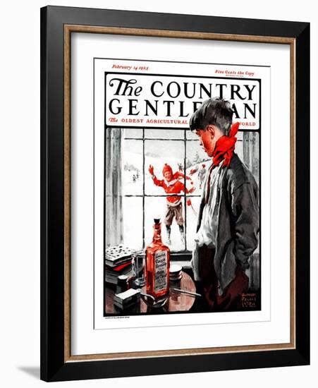 "Cough Keeps Him In," Country Gentleman Cover, February 14, 1925-William Meade Prince-Framed Giclee Print