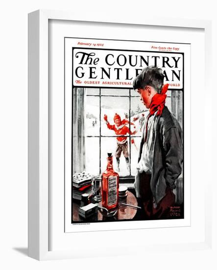 "Cough Keeps Him In," Country Gentleman Cover, February 14, 1925-William Meade Prince-Framed Giclee Print