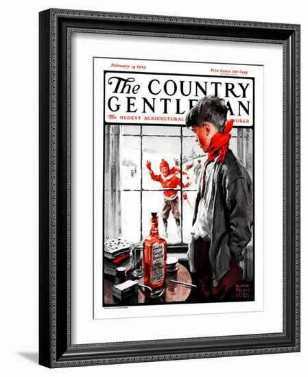 "Cough Keeps Him In," Country Gentleman Cover, February 14, 1925-William Meade Prince-Framed Giclee Print