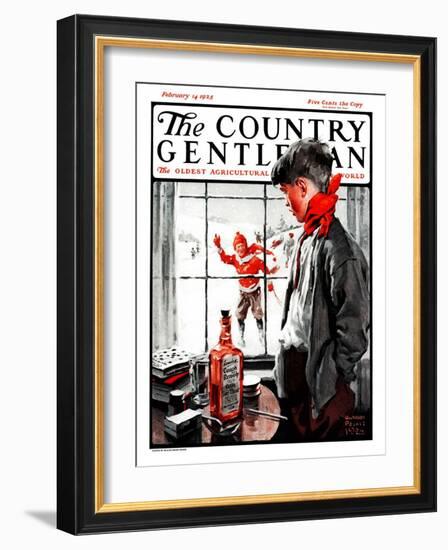 "Cough Keeps Him In," Country Gentleman Cover, February 14, 1925-William Meade Prince-Framed Giclee Print