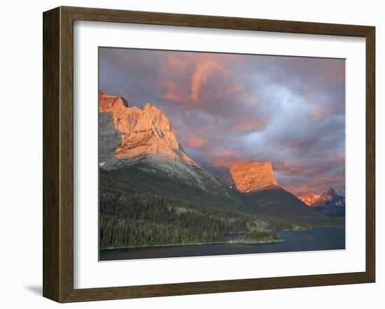 Coulds at Dawn, St. Mary Lake, Glacier National Park, Montana-James Hager-Framed Photographic Print