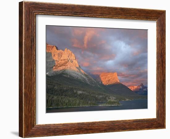 Coulds at Dawn, St. Mary Lake, Glacier National Park, Montana-James Hager-Framed Photographic Print