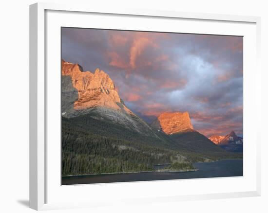 Coulds at Dawn, St. Mary Lake, Glacier National Park, Montana-James Hager-Framed Photographic Print