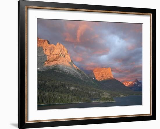 Coulds at Dawn, St. Mary Lake, Glacier National Park, Montana-James Hager-Framed Photographic Print