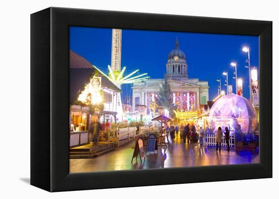 Council House and Christmas Market Stalls in the Market Square-Frank Fell-Framed Premier Image Canvas