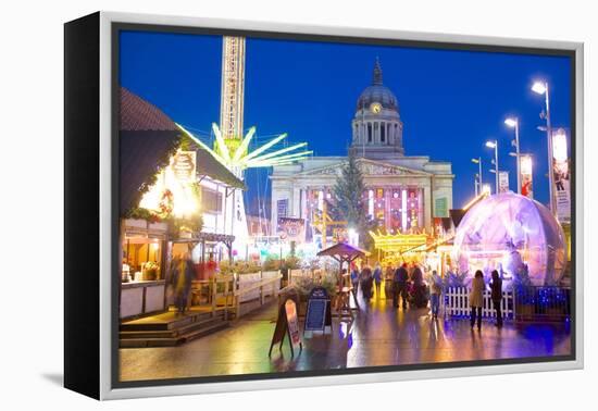 Council House and Christmas Market Stalls in the Market Square-Frank Fell-Framed Premier Image Canvas