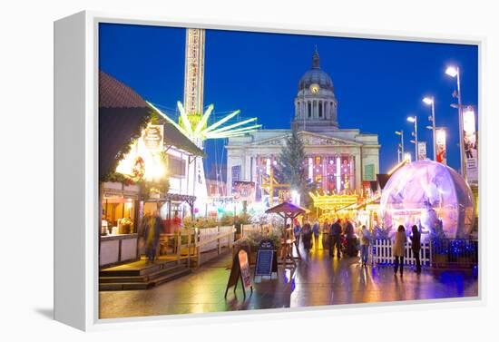 Council House and Christmas Market Stalls in the Market Square-Frank Fell-Framed Premier Image Canvas